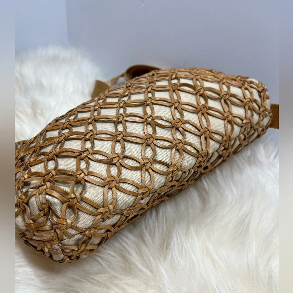 Macrame & Canvas Bone Leather Adjustable Nylon Strap, Boho Bag Leather - Picture 5 of 12